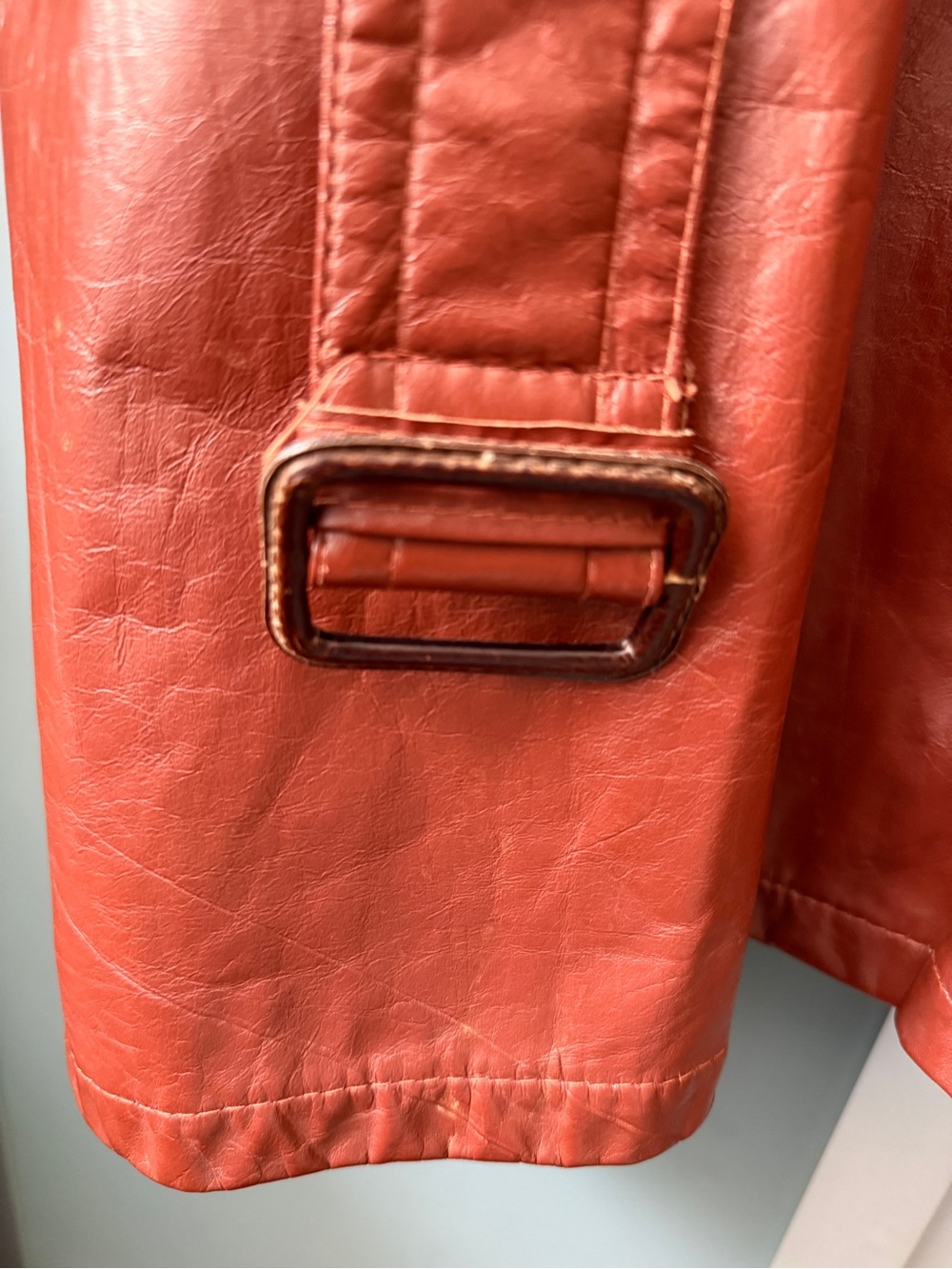 Women’s Brown Leather Trench Coat - Picture 7 of 7